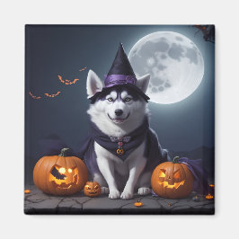 Imán Husky Dog Halloween Adventure Moonlit Magic Spooky