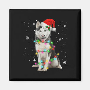 Imán Husky Dog Santa Hat Christmas Tree Regalos para