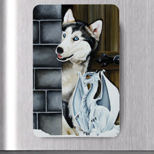 Imán Husky Dog White Dragon Adventure