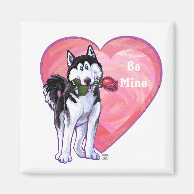 Imán Husky El día de San Valentín (Frente)