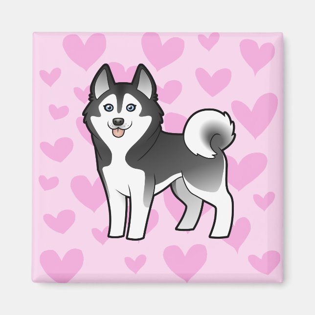 Imán Husky siberiano / Amor Malamute de Alaskan (Frente)