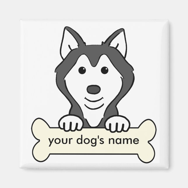 Imán Husky siberiano personalizado (Frente)