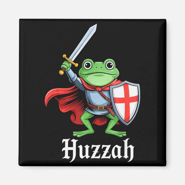 Imán Huzzah Frog Knight Funny Sword Meme Quote Medieval (Frente)