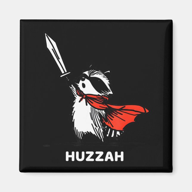 Imán Huzzah Raccoon Knight Funny Sword Meme Quote  (Frente)