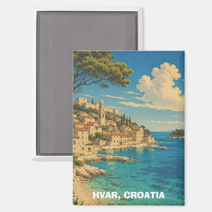 Imán Hvar vintage Croacia paisaje de la costa del Adriá