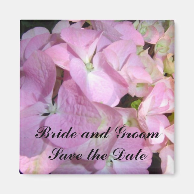 Imán Hydrangea Rosa Bebé Ahorra la Fecha (Frente)