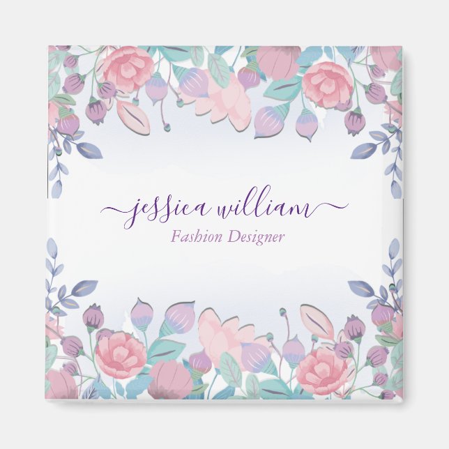 Imán Hydrangeas Florales Acuarela Azul Moderno Chic (Frente)