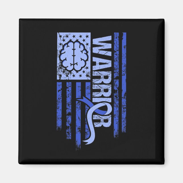 Imán Hydrocephalus Warrior Flag Blue Ribbon Awareness M (Frente)