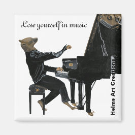 Imán Hyena Piano Music Player Fantasy Art Button Magnet