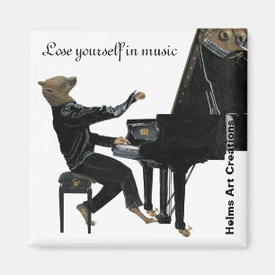 Imán Hyena Piano Music Player Fantasy Art Button Magnet