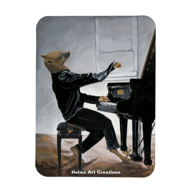 Imán Hyena Piano Music Player Fantasy Art Photo Magnet (Vertical)