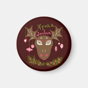 Imán Hyvää Joulua Navidades alce lindo con adornos