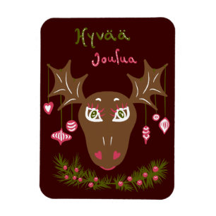 Imán Hyvää Joulua Navidades alce lindo con adornos
