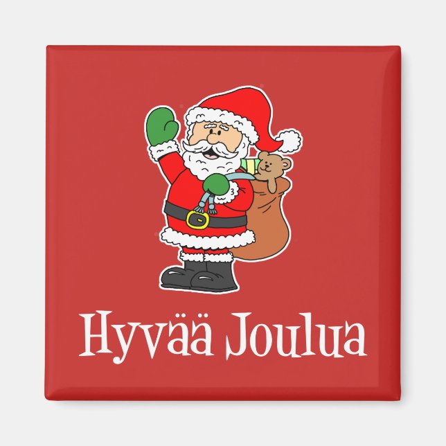 Imán Hyvaa Joulua Navidades finlandeses Santa (RED) (Frente)