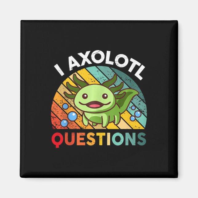 Imán I Axolotl Preguntas Chicas Retro Niños Cute Axo (Frente)