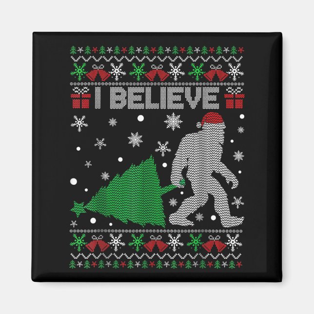 Imán I Believe Big Foot Sasquatch Christmas  (Frente)