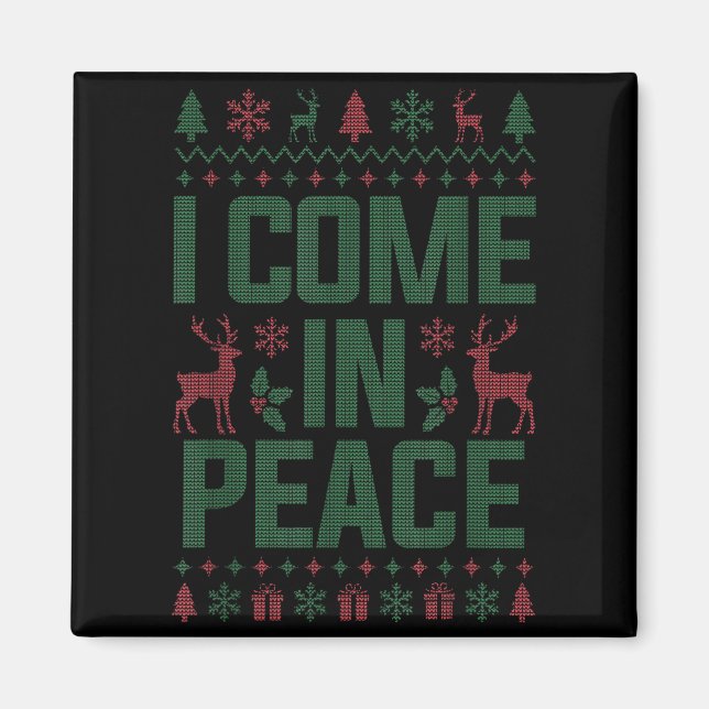 Imán I Come In Peace Couple Matching Ugly Christmas Swe (Frente)
