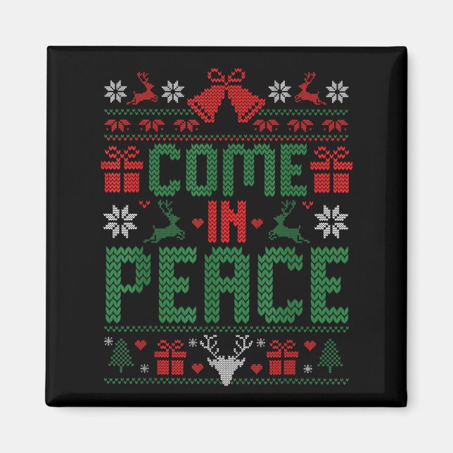 Imán I Come In Peace Couple Matching Ugly Christmas Swe (Frente)