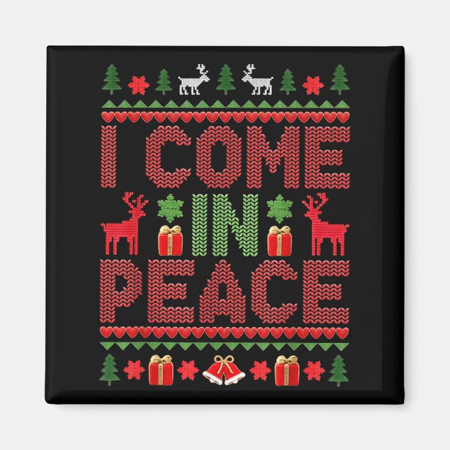 Imán I Come In Peace Couple Matching Ugly Christmas Swe (Frente)