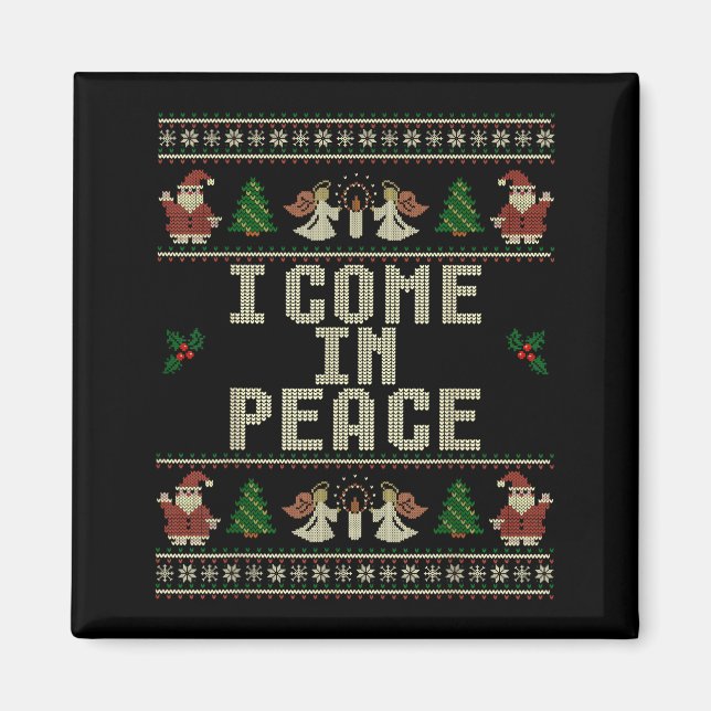 Imán I Come In Peace Couple Matching Ugly Christmas Swe (Frente)