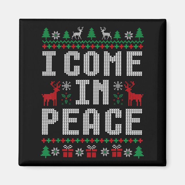 Imán I Come In Peace Couple Matching Ugly Christmas Swe (Frente)
