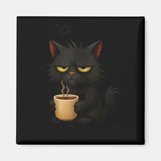 Imán I Don't Do Mornings Funny Quote Black Cat Lover Gi (Frente)