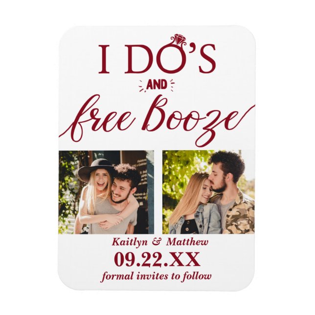 Imán I Do's & Free Booze Modern Wedding Save The Date (Vertical)