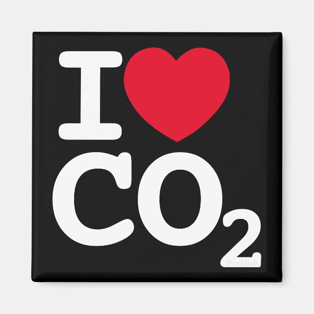 Imán I Heart CO2 - Amo el refrigerador negro de dióxido (Frente)