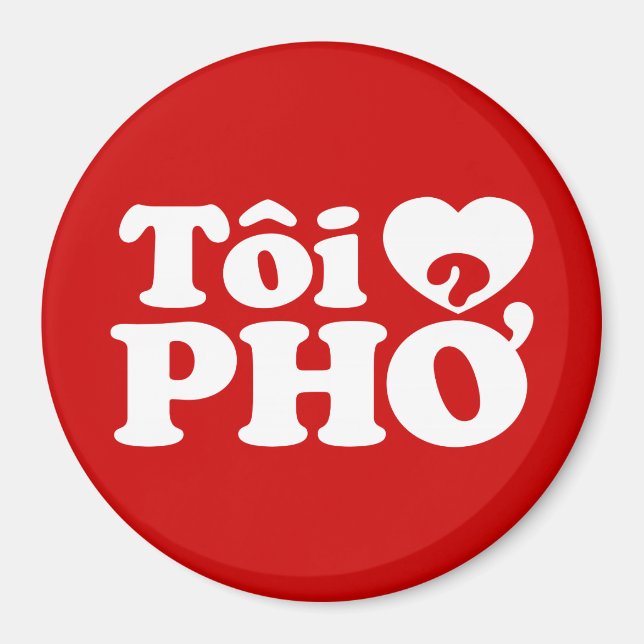 Imán I Heart (Love) Pho (Tôi + PHỞ) Idioma Vietnamita (Frente)