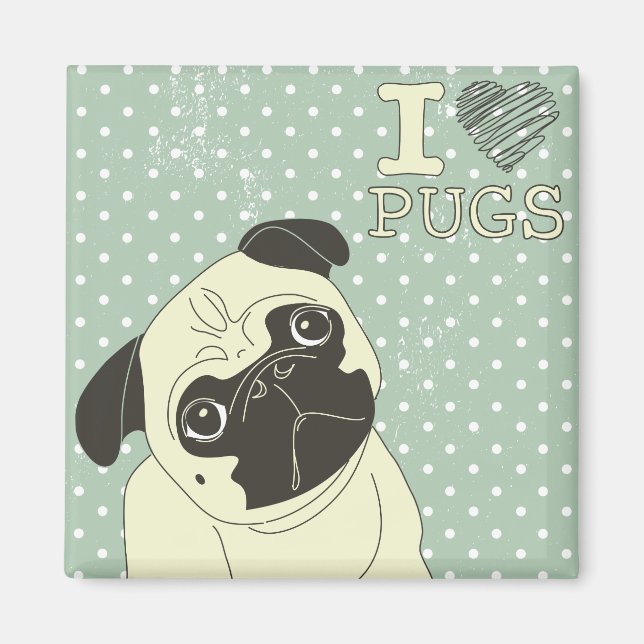 Imán I Heart Pugs Magnet (Frente)