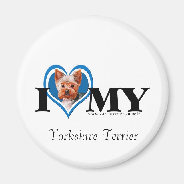 Imán I Heart Yorkshire Terrier-Blue-Magnet (Frente)