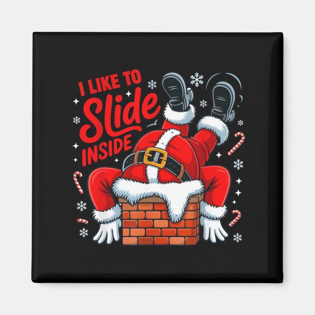 Imán I Like To Slide Inside Funny Santa Couple Matching (Frente)