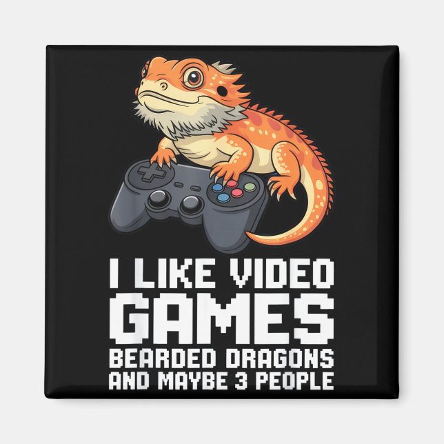 Imán I Like Video Games Bearded Dragon Gamer Introvert  (Frente)