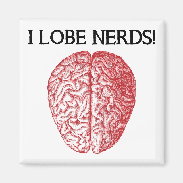 Imán I Lobe Nerds Love Funny Fridge Magnet (Frente)