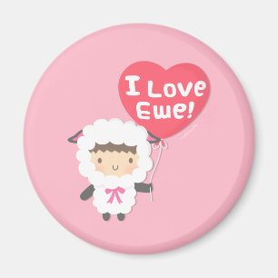 Imán I Love Ewe Cute Sheep Pun Humor Magnet