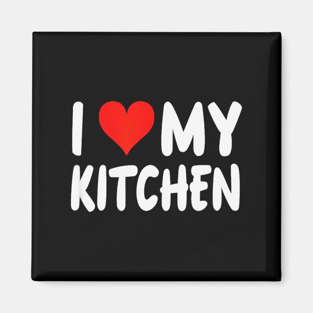 Imán I Love Kitchen - Heart - Funny Cute Cook Remodel C (Frente)