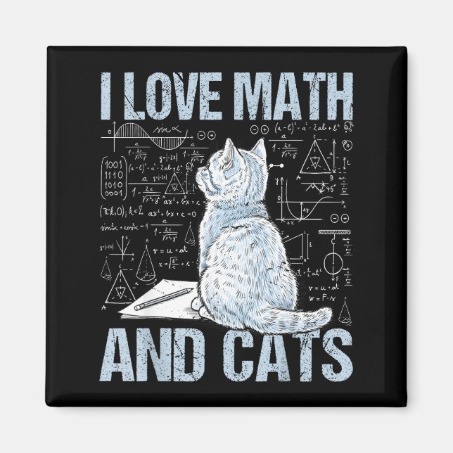 Imán I Love Math And Cats Science Teacher Student Funny (Frente)