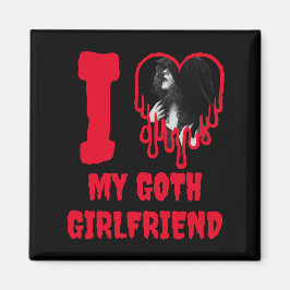 Imán I Love My Goth Girlfriend Dripping Red Heart Photo