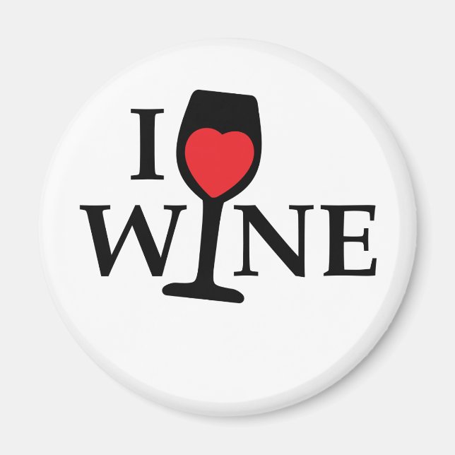 Imán i love wine, ik hou van wijn met rood hartje (Frente)