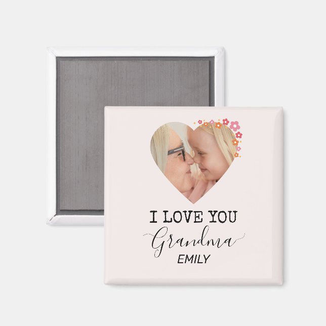 Imán I Love You Grandma | Personalized Photo Magnet (Anverso/Reverso)