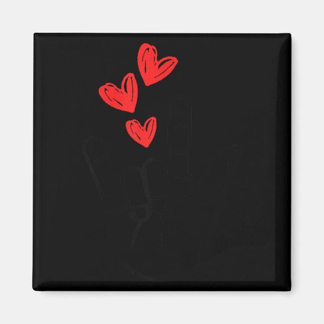 Imán I-love You Hand Sign Heart Women Girls Valentines  (Frente)