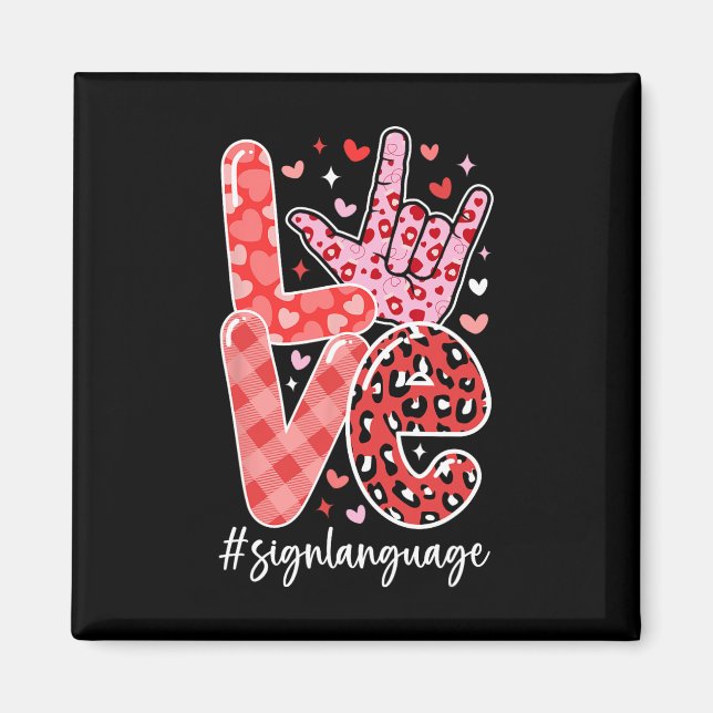 Imán I Love You Sign Language Asl Valentine's Day Deaf  (Frente)
