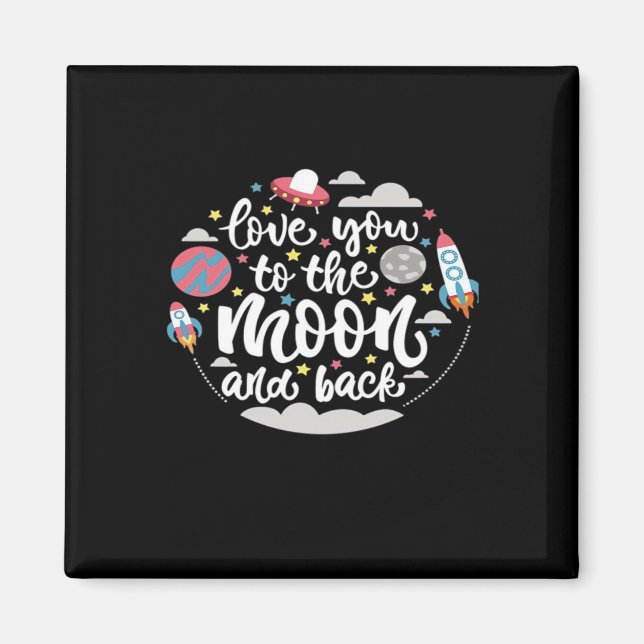 Imán I Love You To The Moon And Back Valentine Romantic (Frente)
