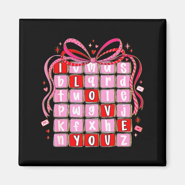 Imán I Love You Valentine Kids Preppy Valentine's Day L (Frente)