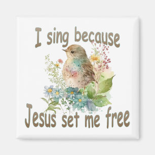 Imán I Sing Square Christian Magnet Bird Flores