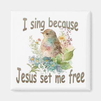 Imán I Sing Square Christian Magnet Bird Flores