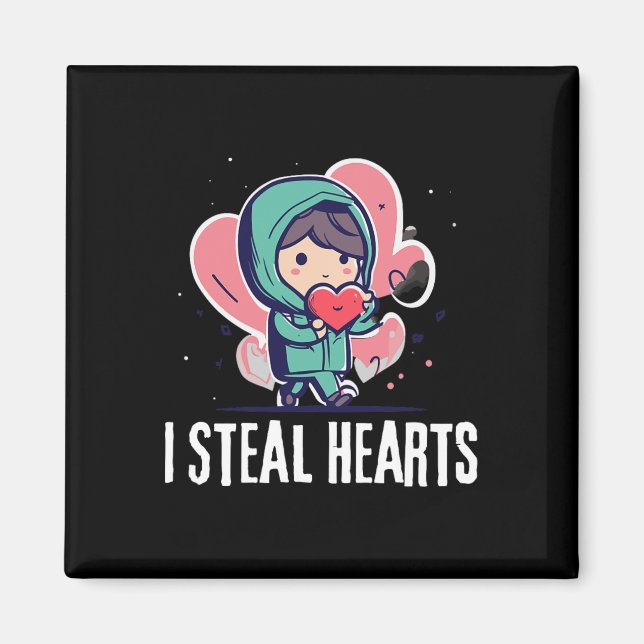Imán I Steal Hearts Funny Valentines Day Child Stealing (Frente)