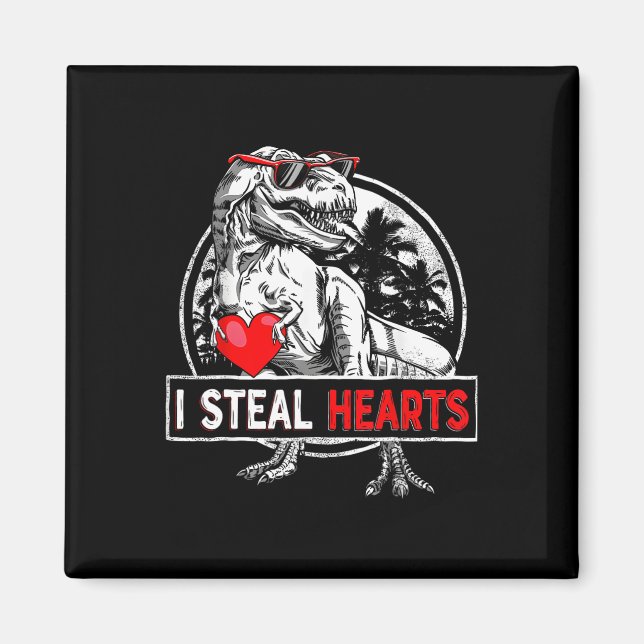 Imán I Steal Hearts Valentines Day Dinosaur Boys Valent (Frente)