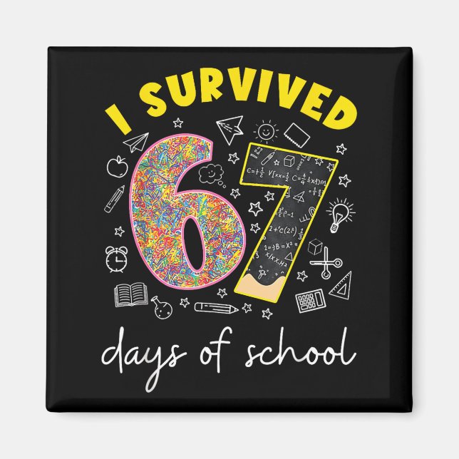 Imán I Survived 67 Days Of School 67 Meme Rainbow Math  (Frente)