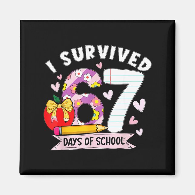 Imán I Survived 67 Days Of School Funny Leopard Student (Frente)